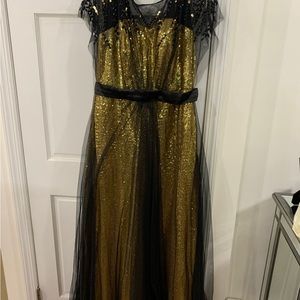 Special occasion dress. Used one time only. It is gold with black lace.